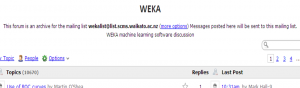 Um fórum de discussão sobre os algoritmos do WEKA