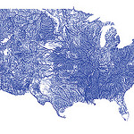 Um mapa de todos os cursos de água dos EUA com o código respetivo